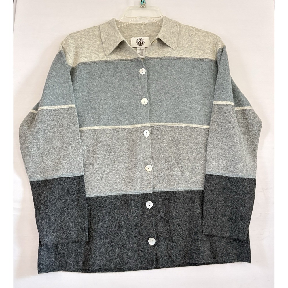 Natural Instincts Lambswool‎ Cardigan Sweater Shell Buttons Vintage Large